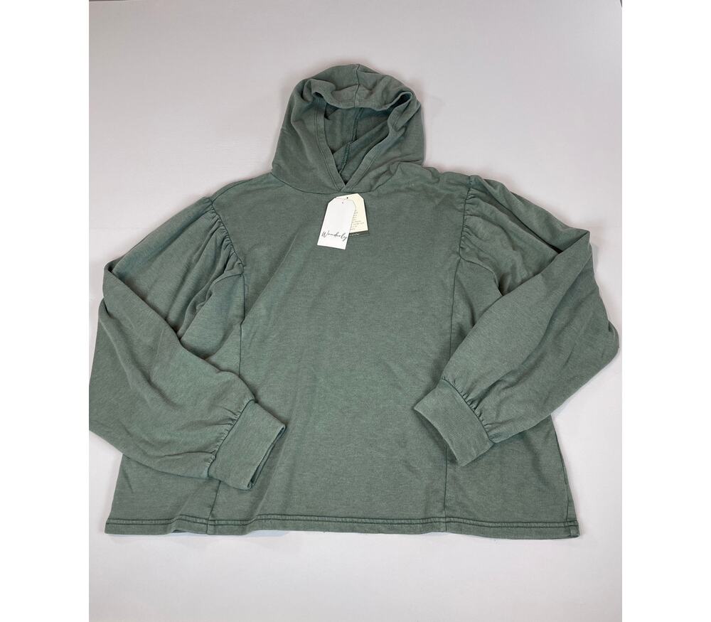 Wonderly Green Fade Puff Sleeve Lightweight Hoodie Size XXL New With Tag